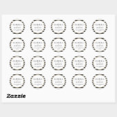 Elegante zwart-wit streep gouden bruiloft ronde sticker (Vel)