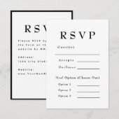 Elegante zwart-wit tijdloze bruiloft RSVP kaartje (Voorkant / Achterkant)