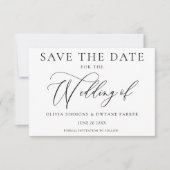 Elegante zwart-wit tijdloze moderne bruiloft save the date (Voorkant)