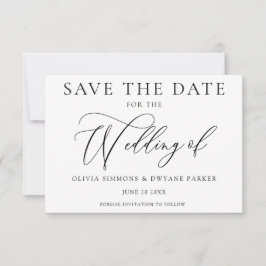 Elegante zwart-wit tijdloze moderne bruiloft save the date