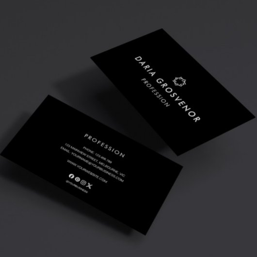 Elegante zwart-wit transparante Logo Visitekaartje