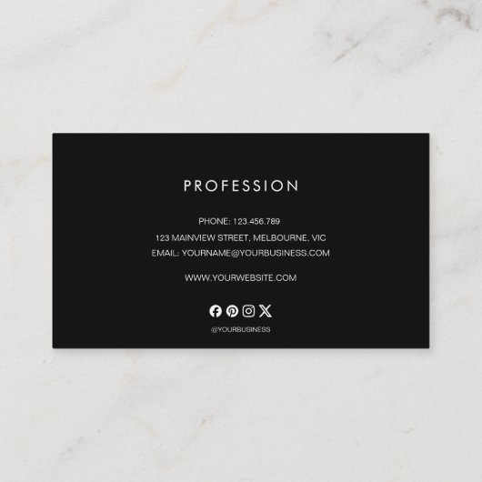 Elegante zwart-wit transparante Logo Visitekaartje (Achterkant)