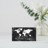 elegante zwart-wit Travel Agent Wereldkaart Visitekaartje (Staand voorkant)