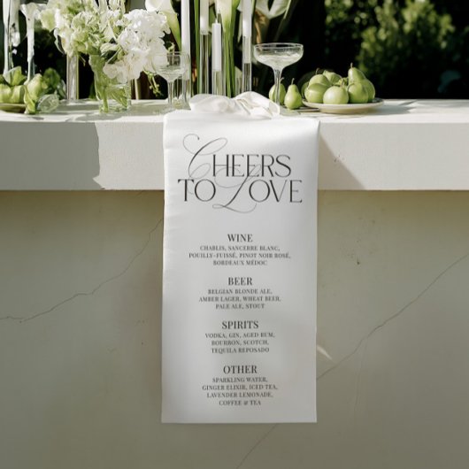 Elegante zwart-wit trouwbar menu banner