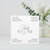 Elegante Zwart & Wit Trouwdiner Menu Kaart (Staand voorkant)
