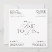 Elegante Zwart & Wit Trouwdiner Menu Kaart (Voorkant)