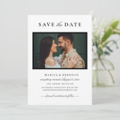 Elegante zwart-wit trouwfoto save the date (Staand voorkant)