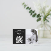 Elegante zwart-wit trouwfotograaf QR-code Visitekaartje (Staand voorkant)