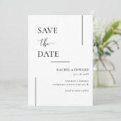 Elegante Zwart & Wit Trouwkaart Save The Date (Staand voorkant)