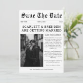 Elegante zwart-wit trouwkrant foto save the date (Staand voorkant)