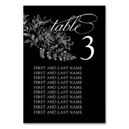 Elegante zwart-wit trouwtafel nummer Kaart