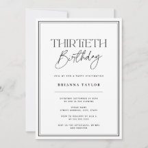 Elegante zwart-wit typografie 30e verjaardag