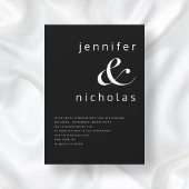 Elegante zwart-wit typografie bruiloft kaart