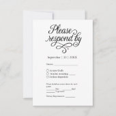 Elegante zwart-wit typografie charme RSVP kaartje (Voorkant)