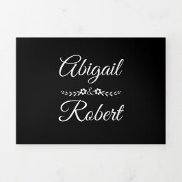 Elegante zwart-wit typografie foto bruiloft drieluik uitnodiging