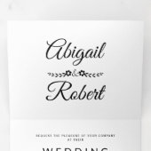 Elegante zwart-wit typografie foto bruiloft drieluik uitnodiging (Binnenzijde eerst)
