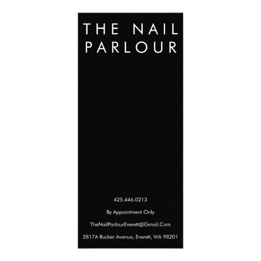 Elegante zwart-wit typografie Salon Menu Kaarten (Achterkant)