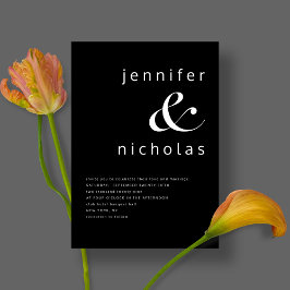 Elegante Zwart-Wit Typografie Trouwfeest Kaart