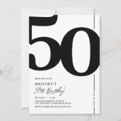 Elegante zwart-wit uitnodiging voor 50e verjaardag (Voorkant)