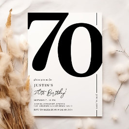 Elegante zwart-wit uitnodiging voor 70ste verjaard
