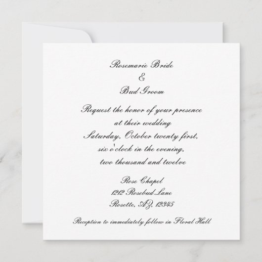 Elegante zwart-wit uitnodigingen (Achterkant)