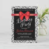 Elegante zwart-wit verjaardagsuitnodiging kaart (Staand voorkant)