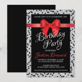 Elegante zwart-wit verjaardagsuitnodiging kaart (Voorkant / Achterkant)