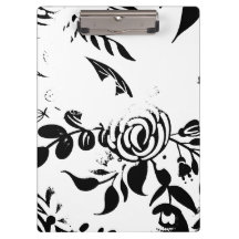 Elegante zwart-wit vervaagde bloemhartnotitieboek