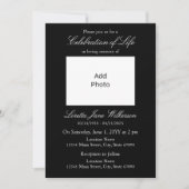 Elegante zwart-wit viering van het leven Foto Kaart (Voorkant)