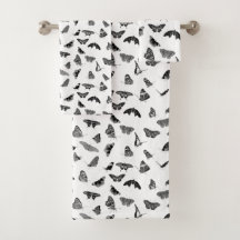 Elegante zwart-wit vlinders badhanddoek set
