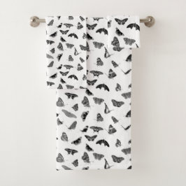 Elegante zwart-wit vlinders badhanddoek set bad handdoek