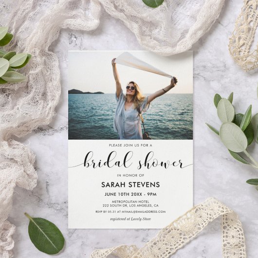 Elegante zwart-wit vrijgezellenfeest foto kaart