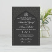 Elegante zwart-wit Walima islamitische bruiloft Kaart (Staand voorkant)