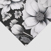 Elegante zwart-wit Waterverf Floral Tissuepapier (Detail)