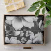 Elegante zwart-wit Waterverf Floral Tissuepapier (Geschenk)