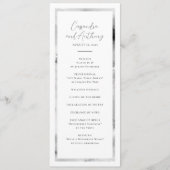 Elegante zwart-wit Waterverf marmeren bruiloft Programmakaart (Voorkant)