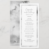 Elegante zwart-wit Waterverf marmeren bruiloft Programmakaart (Voorkant / Achterkant)