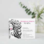 Elegante zwart wit Wavy kapsel Hair Extensions Briefkaart (Staand voorkant)