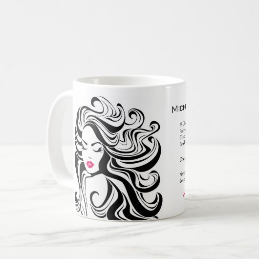 Elegante zwart wit Wavy kapsel Hair Extensions Koffiemok (Voorkant links)