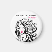 Elegante zwart wit Wavy kapsel Hair Extensions Magneet (Voorkant)