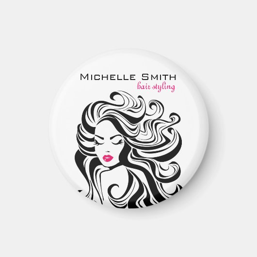 Elegante zwart wit Wavy kapsel Hair Extensions Magneet (Voorkant)