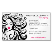 Elegante zwart wit Wavy kapsel Hair Extensions Magnetisch Visitekaartje (Voorkant)