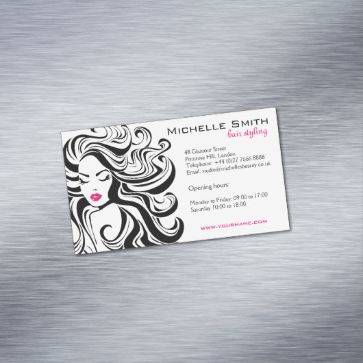 Elegante zwart wit Wavy kapsel Hair Extensions Magnetisch Visitekaartje (Voorbeeld)