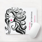 Elegante zwart wit Wavy kapsel Hair Extensions Muismat (Met muis)