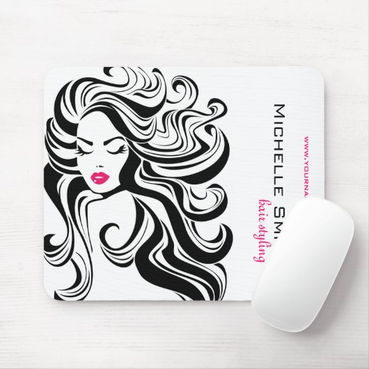 Elegante zwart wit Wavy kapsel Hair Extensions Muismat (Met muis)