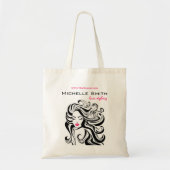 Elegante zwart wit Wavy kapsel Hair Extensions Tote Bag (Voorkant)