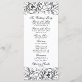 Elegante zwart-wit wervelingen bruiloft programma programmakaart (Achterkant)