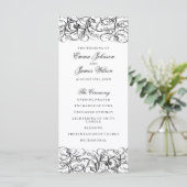 Elegante zwart-wit wervelingen bruiloft programma programmakaart (Staand voorkant)