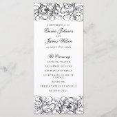 Elegante zwart-wit wervelingen bruiloft programma programmakaart (Voorkant)