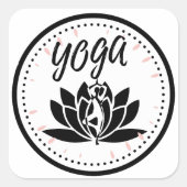 Elegante Zwart & Wit Yoga Sticker | Lotus Bloem (Voorkant)